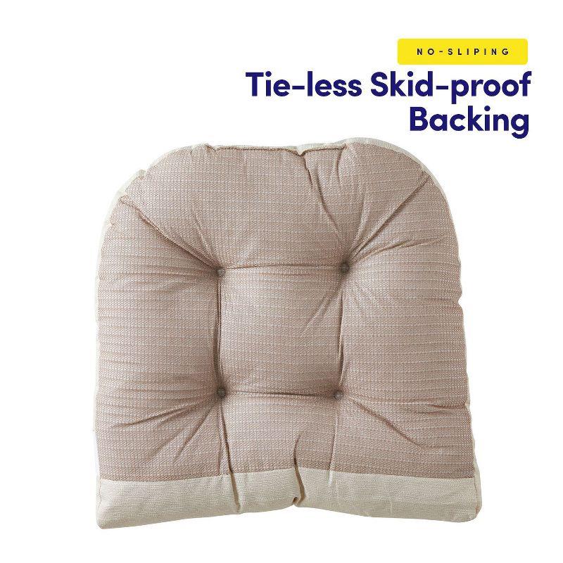 Rocking Chair Cushion 2 Piece Tufted Non Slip Set of Upper and Lower Cushions, Linen