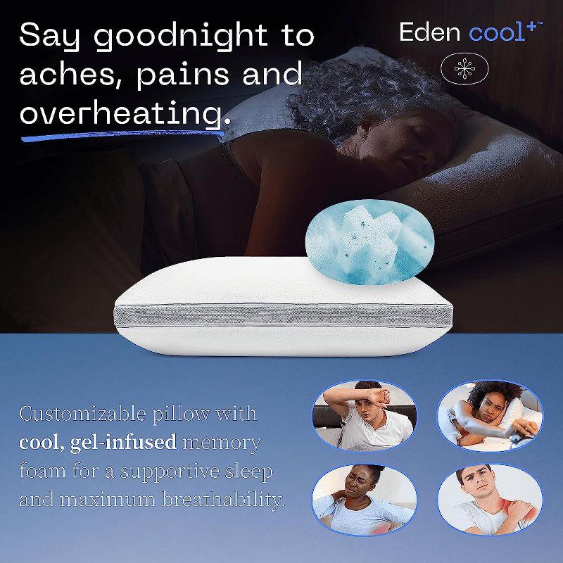 Coop Home Goods The Eden Cool+ Adjustable Pillow, Queen Size Plus Memory Foam Pillows with Cooling Gel, Back, Stomach or Side Sleeper, Neck Support