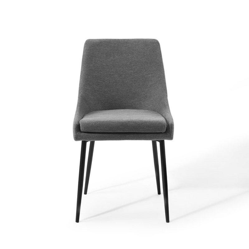 Modway Viscount Dining Chairs – Upholstered Fabric Set of 2 in Black Charcoal with Tapered Wood Legs, Mid-Century Modern Seating
