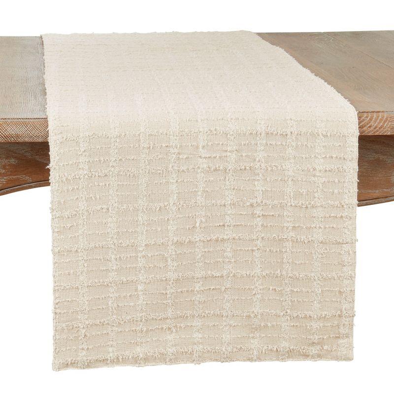 Beige Textured Cotton 23" Table Runner