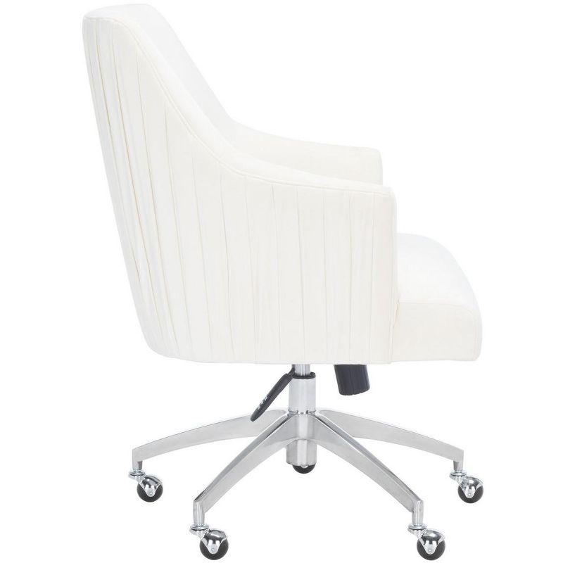 Kaisley Puckered Office Chair - Cream/Silver - Safavieh