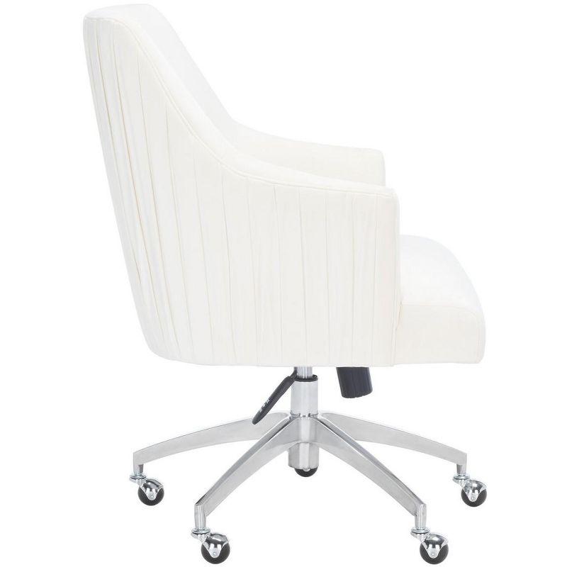 Cream Velvet Office Chair with Silver Base and Fixed Arms