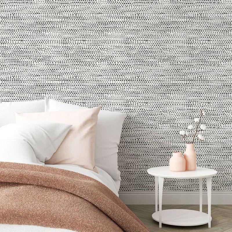 Tempaper & Co. Moire Dots Removable Peel and Stick Wallpaper, Black and White, 28 sq ft: Modern Vinyl, Self-Adhesive, Washable