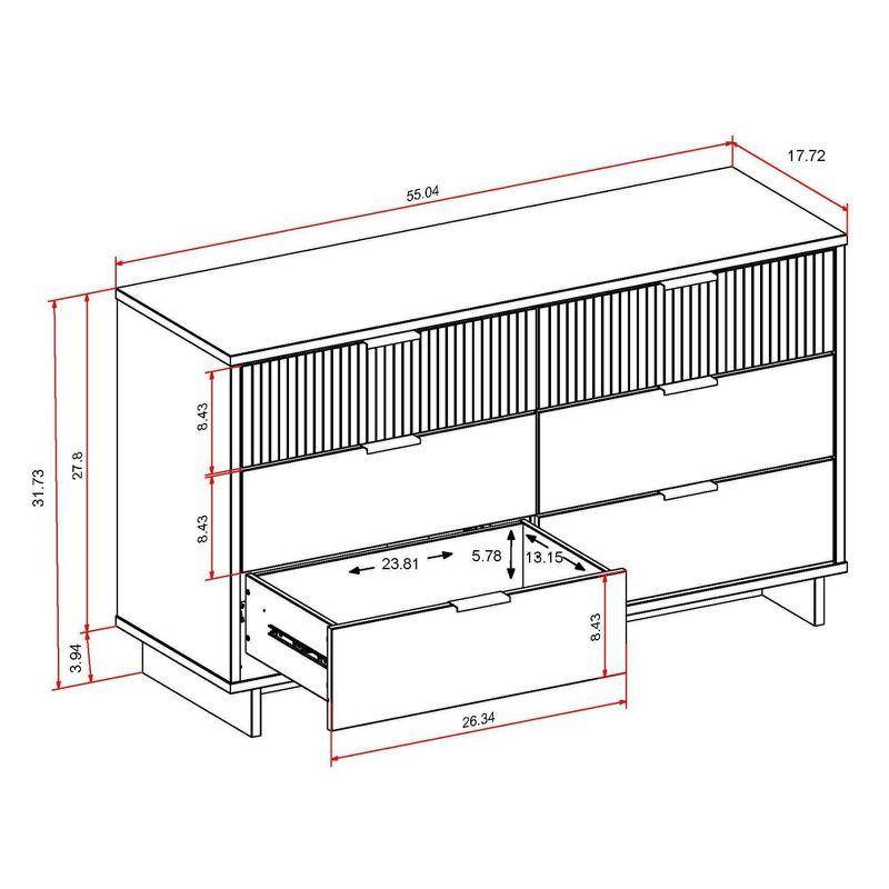 Granville Modern 6 Drawer Double Wide Dresser Black - Manhattan Comfort: Bedroom Storage, Soft Close