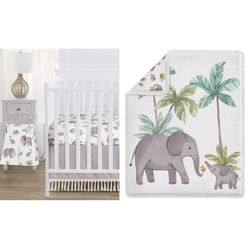 Gray Microfiber Elephant Jungle Toddler Comforter Set