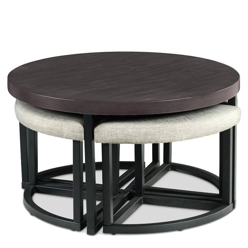 17 Stories Stannos 36" Round Coffee Table with 4 Stools