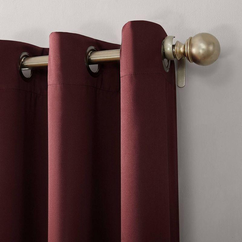 52"x95" Sun Zero 100% Blackout Oslo Theater Grade Grommet Curtain Panel Red: Noise Reduction, Energy Efficient