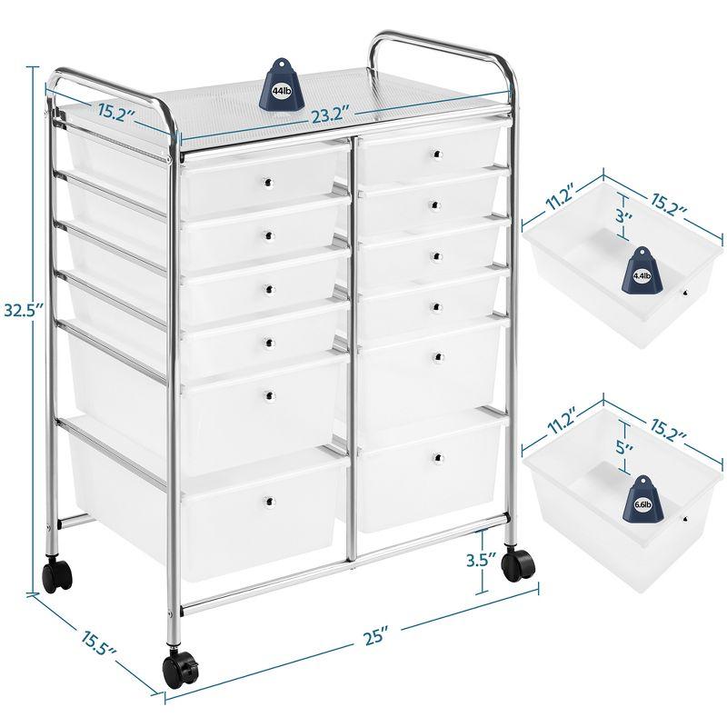 Yaheetech Drawers Rolling Storage Cart Mobile Storage Bin Trolley