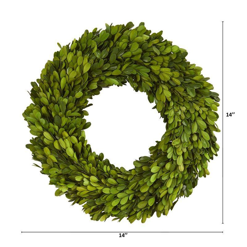 14.5" Green Artificial Boxwood Floral Wreath