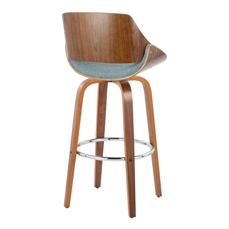 Set of 2 Fabrizzi Barstools Walnut/Chrome/Blue: LumiSource, Fixed-Height, Swivel, Kitchen Island Seating