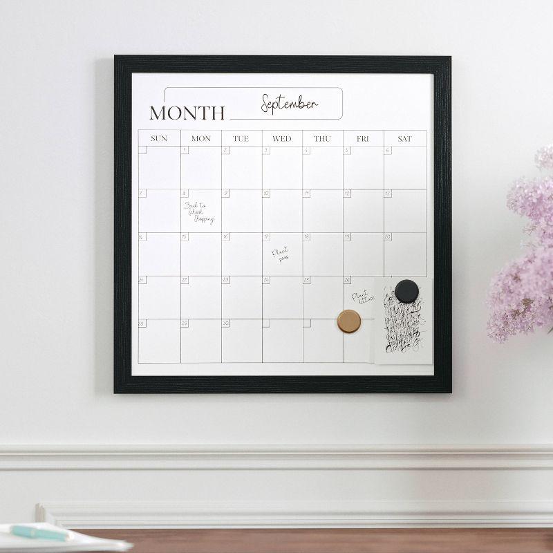 Thomas Martha Stewart Magnetic Monthly Calendar Dry Erase Board with Woodgrain Frame, Dry Erase Marker, and 2 Magnets