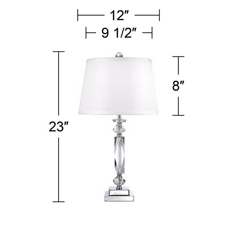 Vienna Full Spectrum Modern Luxury Accent Table Lamp 23" High Clear Crystal Column White Tapered Drum Shade for Living Room Bedroom Bedside Office