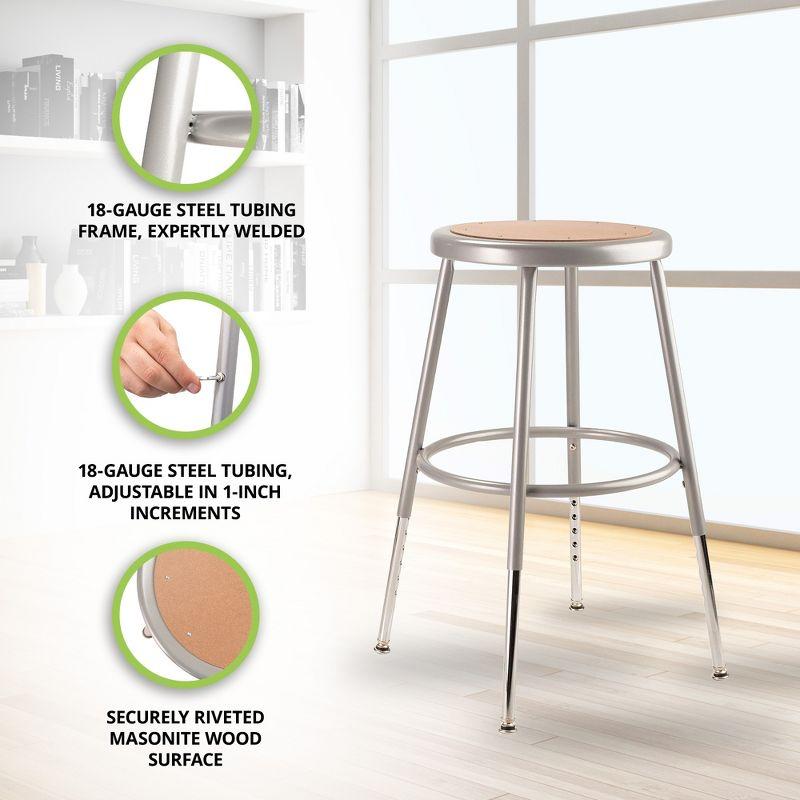 National Public Seating 6200 Series Height Adjustable Heavy Duty Steel Stool with Footring