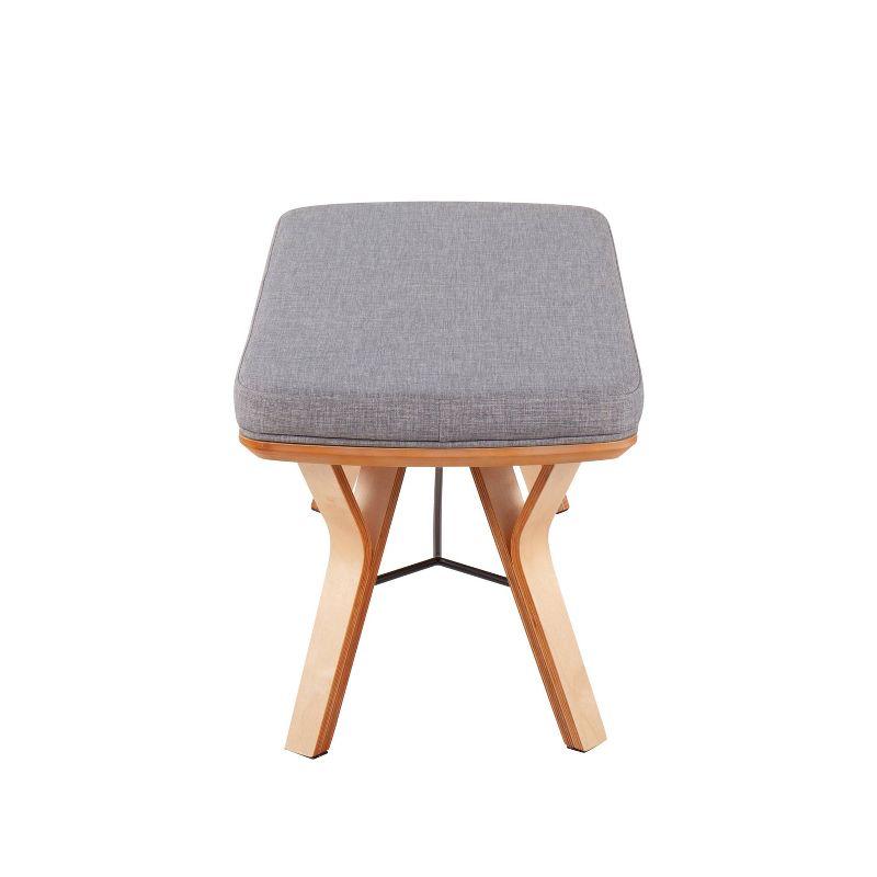 42" Folia Wood Bench Natural/Light Gray - LumiSource: Upholstered, Veneer Finish, Seats 2