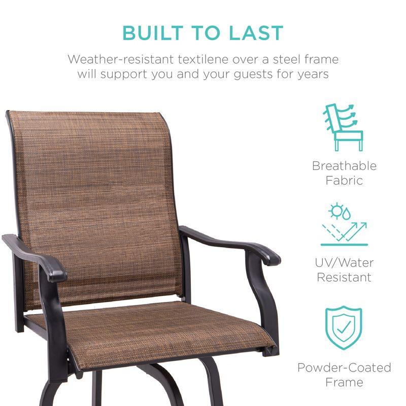 Best Choice Products Set of 2 Outdoor Swivel Bar Stools, Patio Barstool Chairs w/ 360 Rotation, All-Weather Mesh - Brown