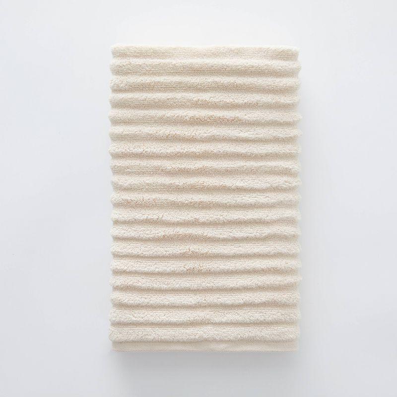 6pc Mason Low Twist Ribbed Towel Set Ivory - Blue Loom: 100% Cotton, Machine Washable, Heavyweight Bath Ensemble