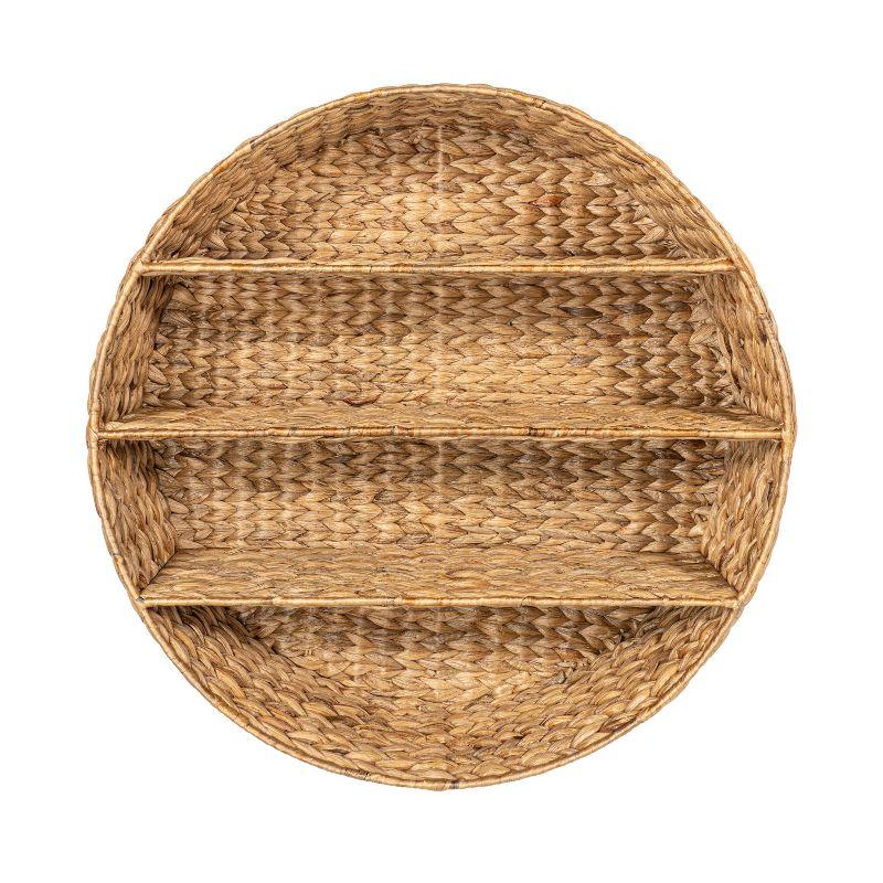 happimess Annulus 24.5" 3-Shelf Circular Handwoven Hyacinth Wall Rack, Natural