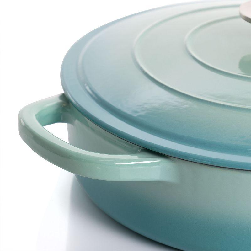 Aqua Blue 5 Quart Enameled Cast Iron Braiser with Lid