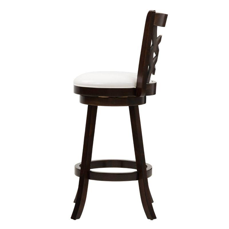 Set of 2 Woodgrove Bar Height Wood Barstool with Circle Detail White - CorLiving: Bonded Leather, 29.25" Seat Height