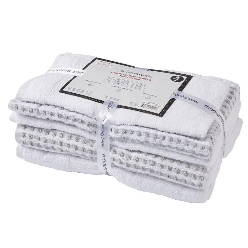 Modern Threads 6 Piece Yarn Dyed Jacquard Towel Set, Cobblestone.