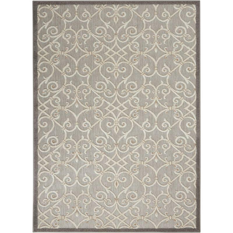 Nourison Aloha Contemporary Scroll Flatweave High-Low Indoor Outdoor Area Rug Natural 3'6" x 5'6"