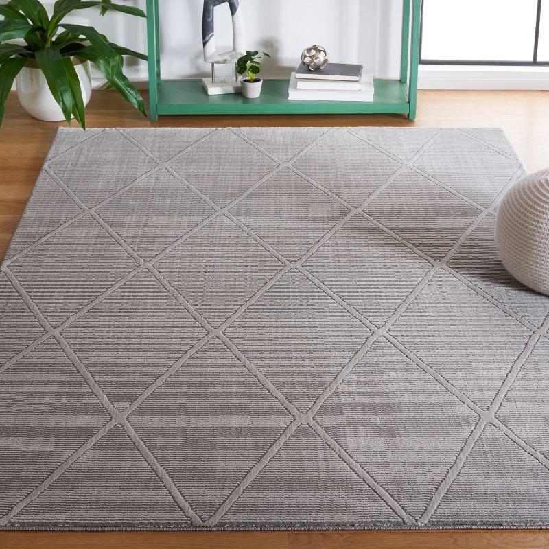 Elegant Gray Hand-Knotted 31" Rectangular Easy-Care Area Rug