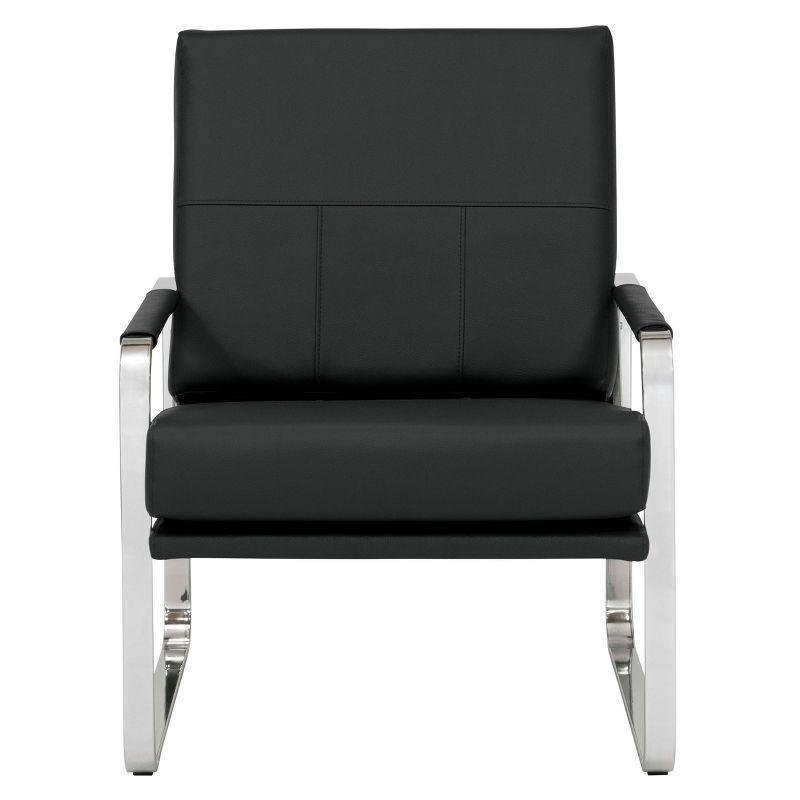 Sleek Black Leather Accent Chair with Chrome Metal Legs