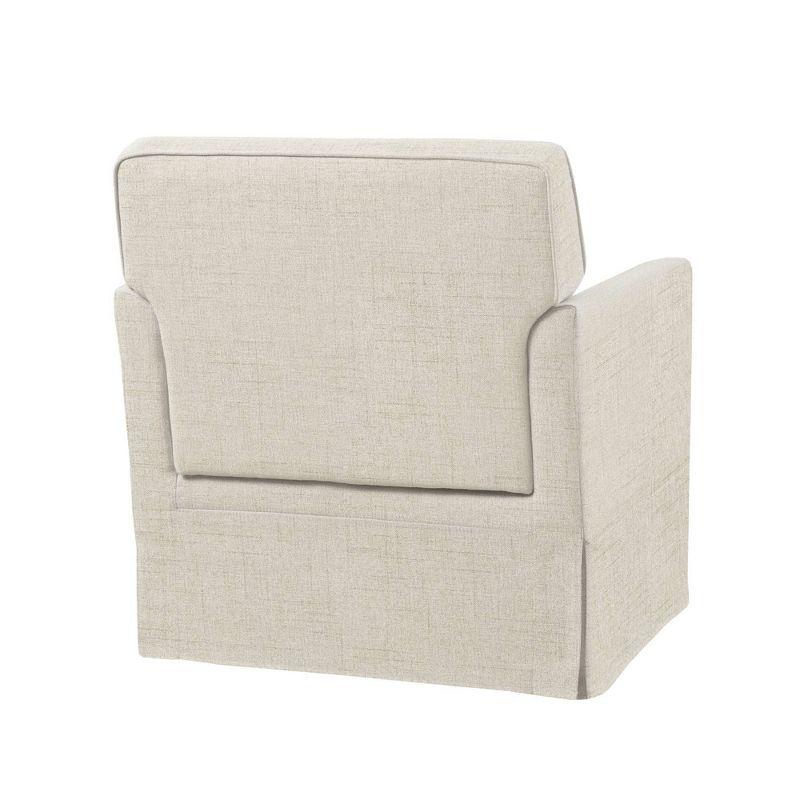 Cream Microfiber Slipcover Accent Chair with Track Arms