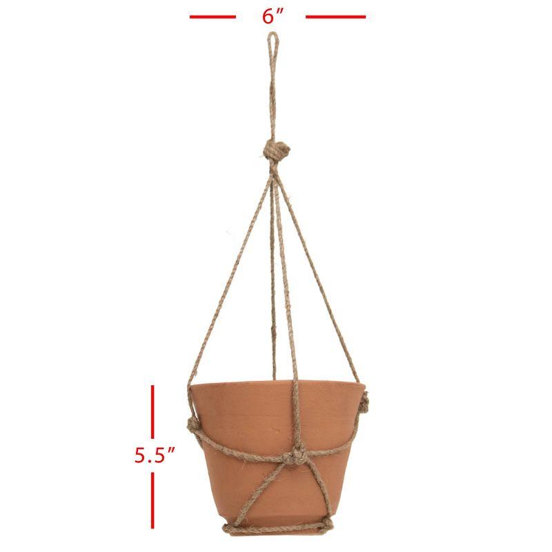 Hanging Terracotta Terracotta & Jute Planter - Foreside Home & Garden