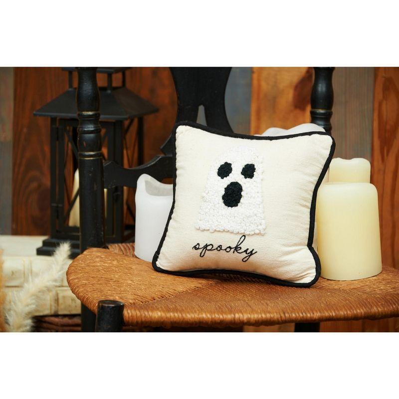 Spooky Halloween Ghost French Knot Throw Pillow