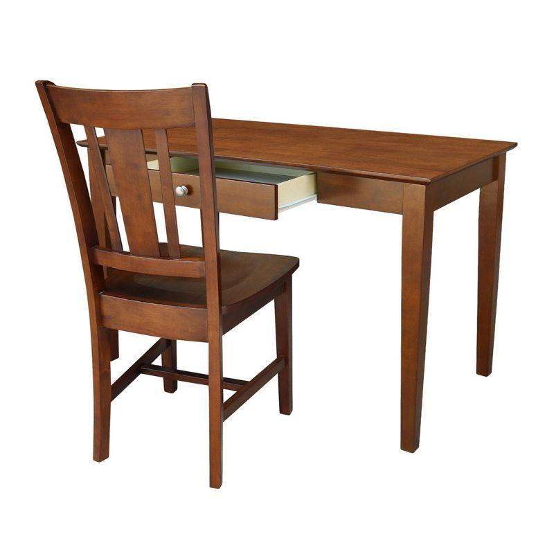 Basic Size Desk with Drawer and Chair Brown - International Concepts