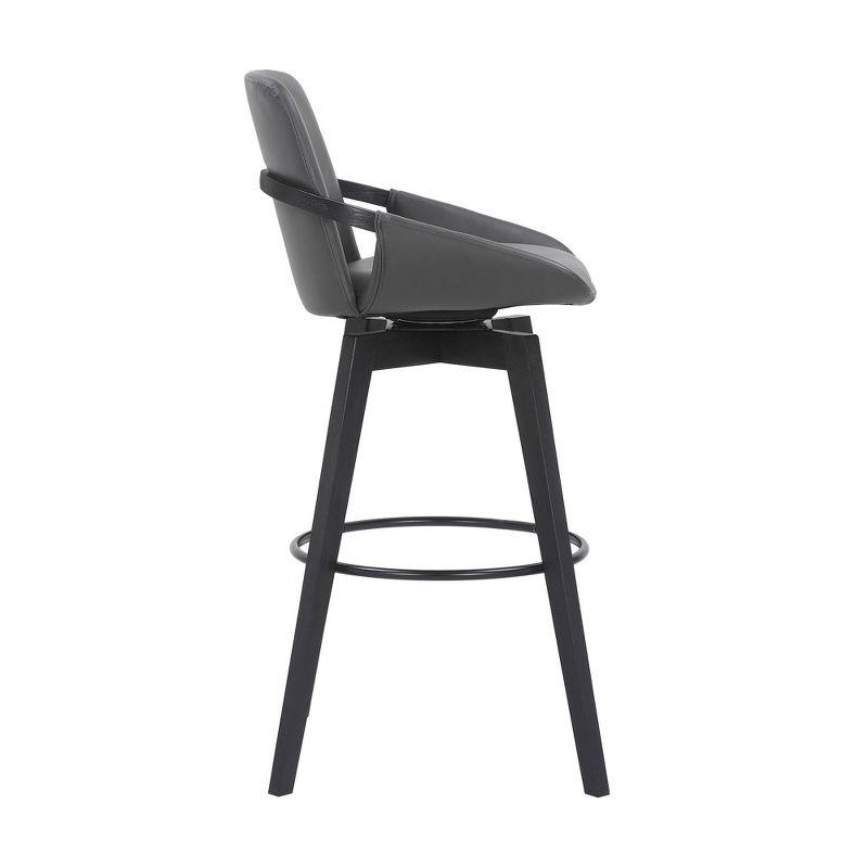 30" Baylor Faux Leather Wood Swivel Barstool Gray/Black - Armen Living