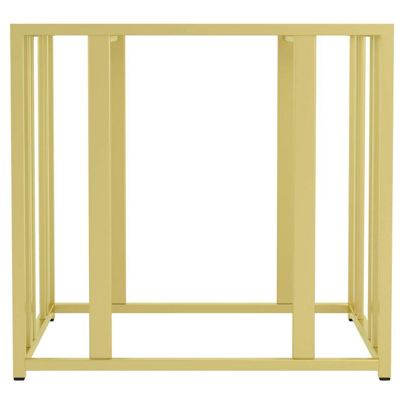 Contemporary Matte Brass Metal and Glass Rectangular End Table