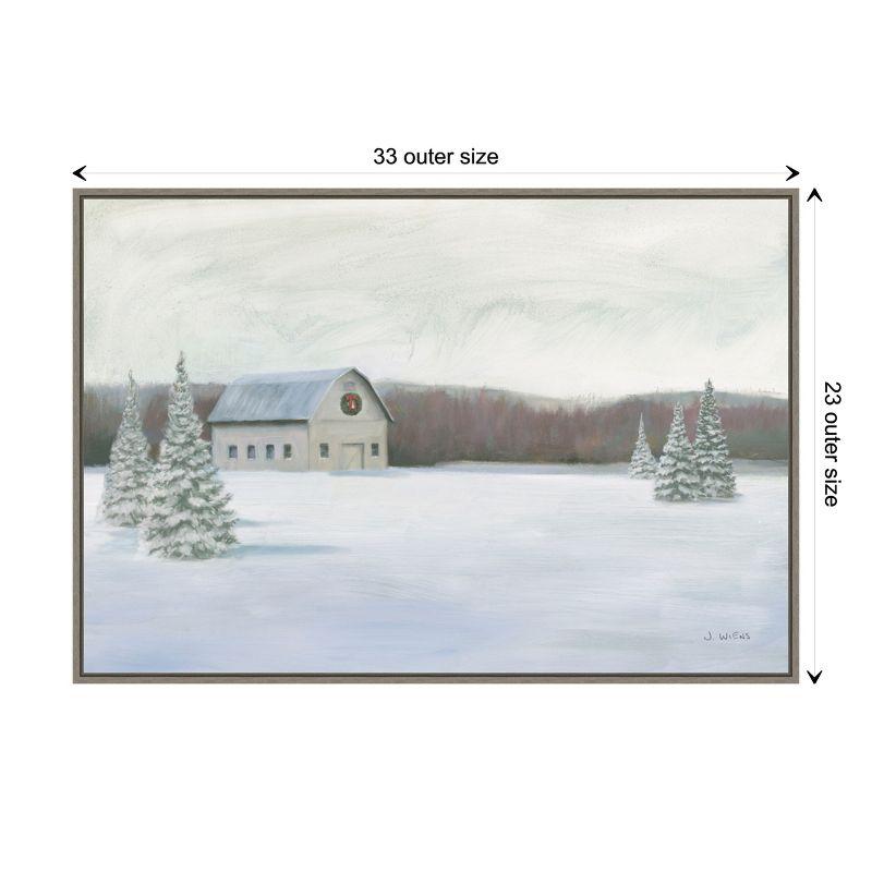 Amanti Art Holiday Winter Barn by James Wiens Canvas Wall Art Print Framed 33-in. x 23-in.