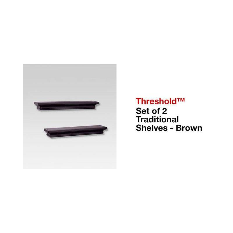 2pc Traditional Wall Shelf Set White - Threshold™: MDF, Open Shelving, Includes Mounting Hardware