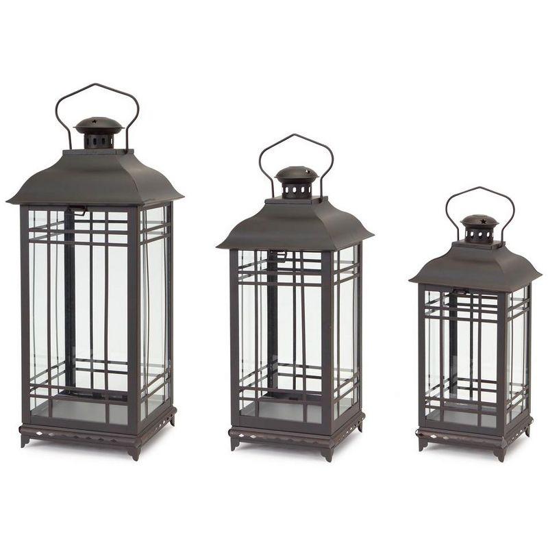 Melrose Traditional Black Metal Lantern (Set of 3)