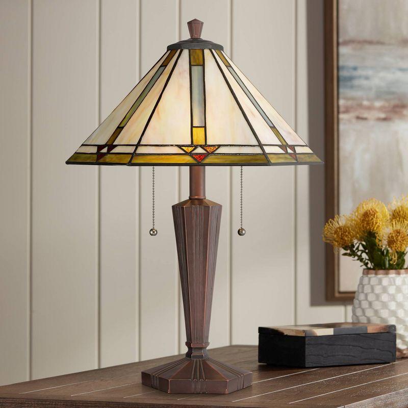 Landford 22" High Bronze Tiffany Style Accent Table Lamp