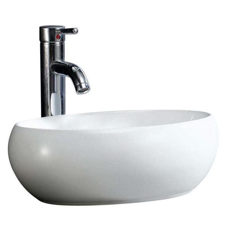 White Ceramic Oval Vessel Bathroom Sink