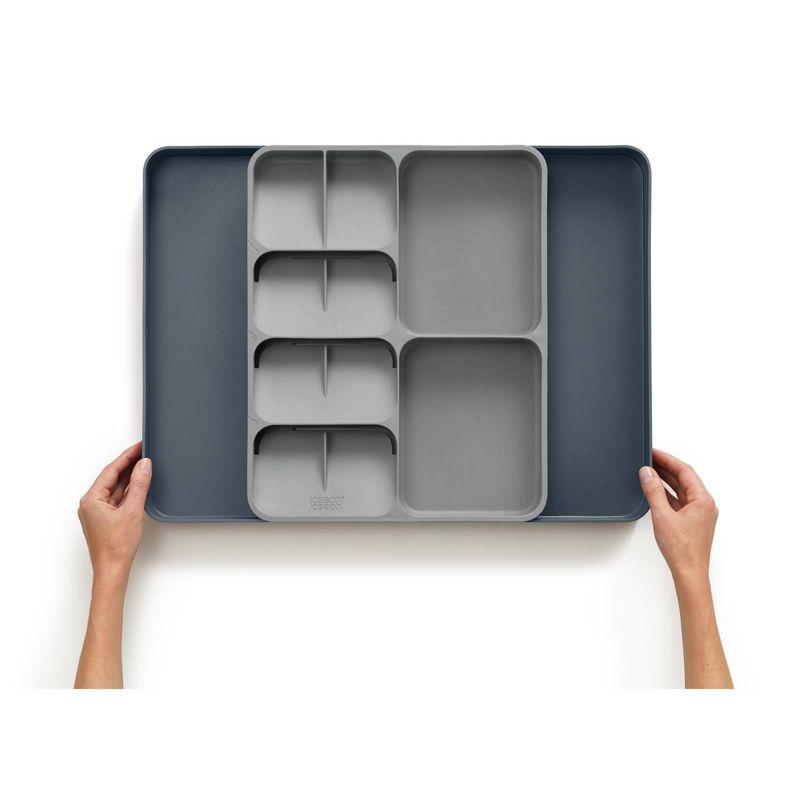 Gray Adjustable Plastic Flatware and Utensil Organizer Tray