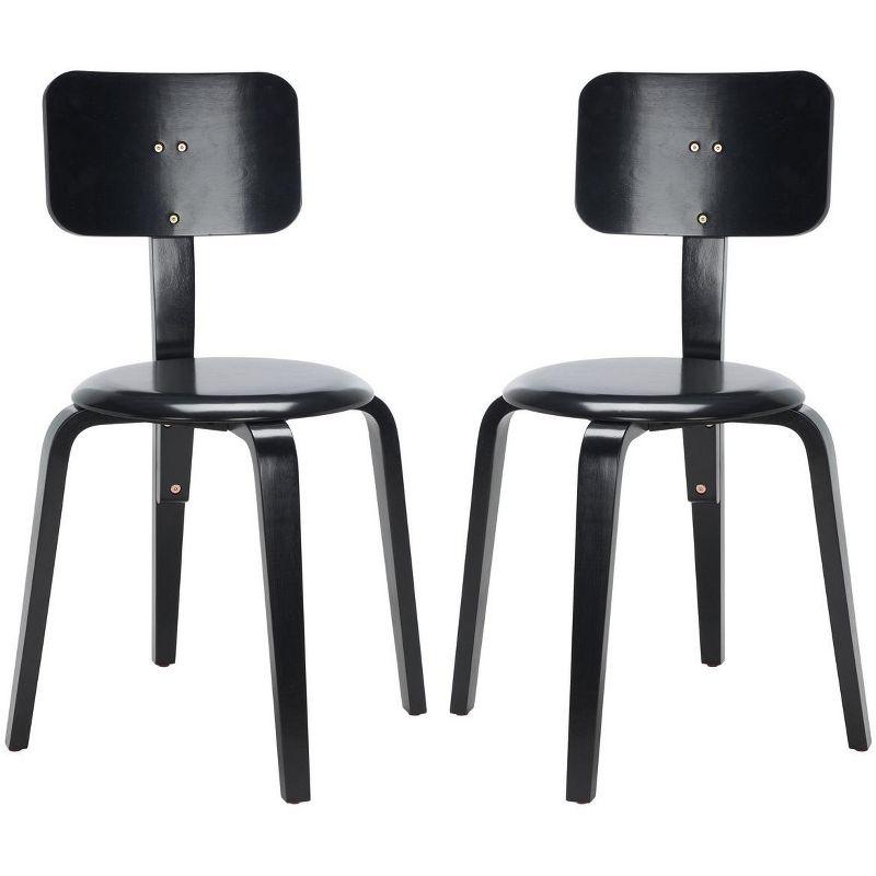 Elegant Black Bentwood Low-Back Stackable Dining Chair, Set of 2