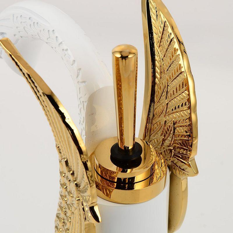 BWE Single Handle Vessel Sink Faucet with Pop-Up Drain in Gold