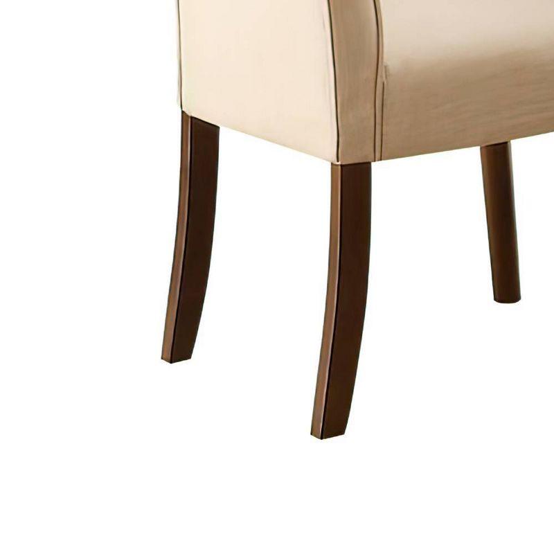 Set of 2 19" Gasha Dining Chairs Beige Linen/Walnut - Acme Furniture: Armless, Button Tufted, Wood Legs