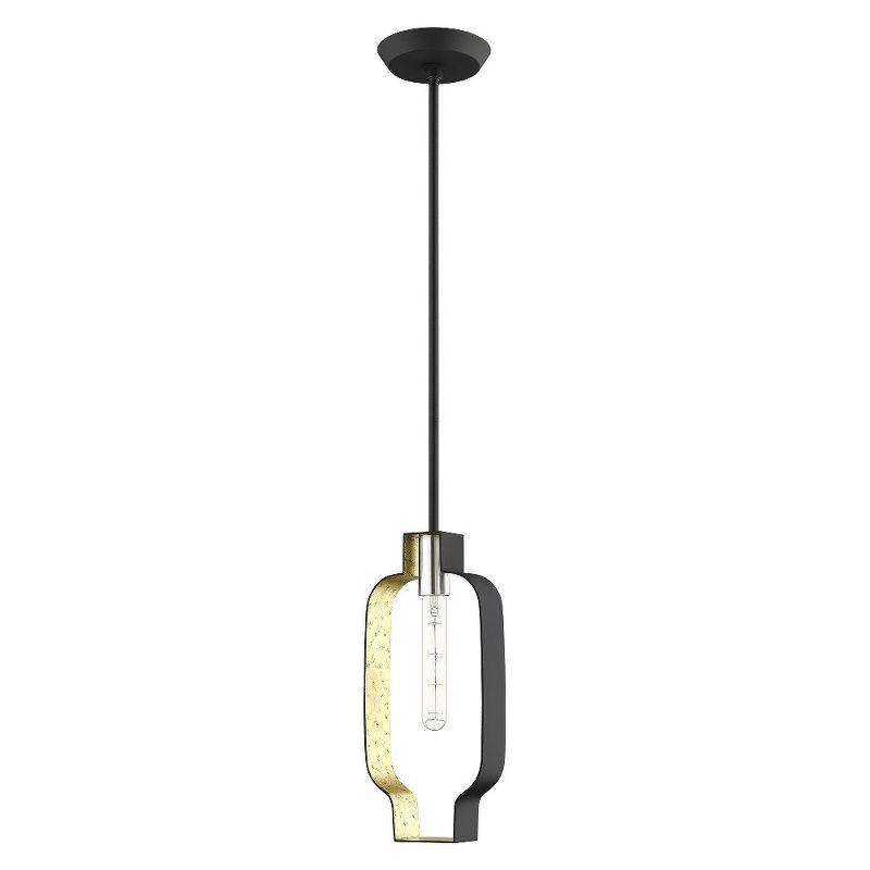 Modern Mini Crystal-Nickel Pendant with Black & Winter Gold Shade