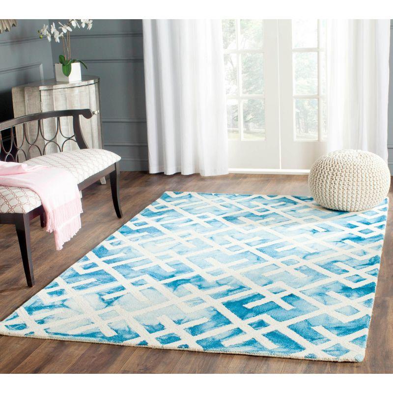 Hand-Tufted Blue and Ivory Wool Moroccan Watercolor 8' x 10' Rug