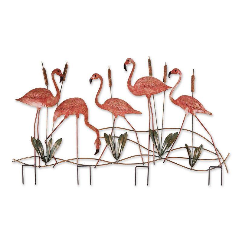 47.5" Pink Iron Flamingo Garden Stake with Cattails