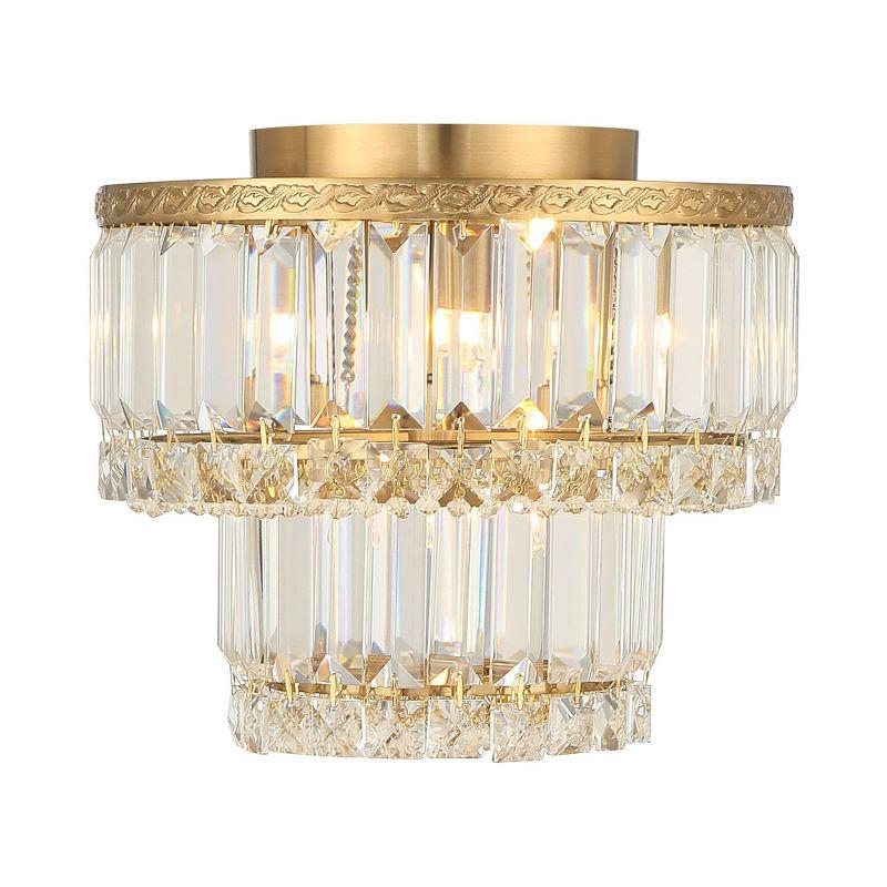 Vienna Full Spectrum Magnificence Modern Ceiling Light Flush Mount Fixture 10 1/2" Wide Soft Gold 3-Light LED Faceted Crystal for Bedroom Living Room