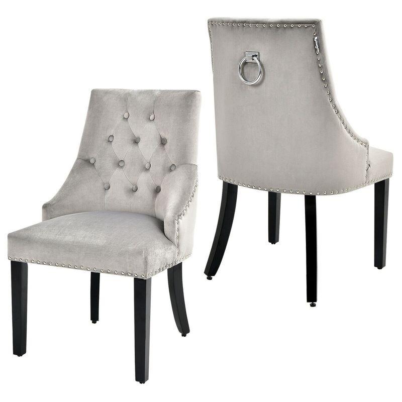 Gray Button-Tufted Upholstered High Back Side Chair Set