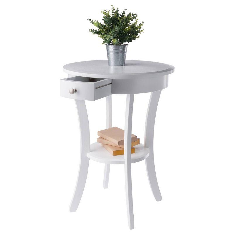 Sasha Round Accent Table - White - Winsome: Wood Composite, Veneer, Shelf Storage, Spot Clean