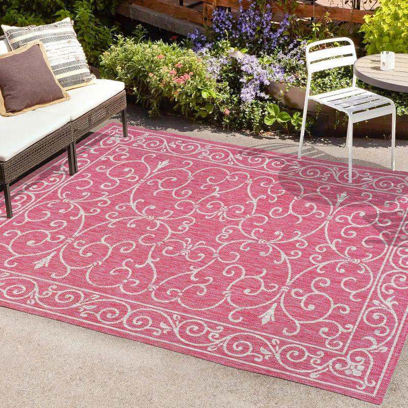 Charleston Vintage Filigree Textured Weave Indoor/Outdoor Area Rug  - JONATHAN Y