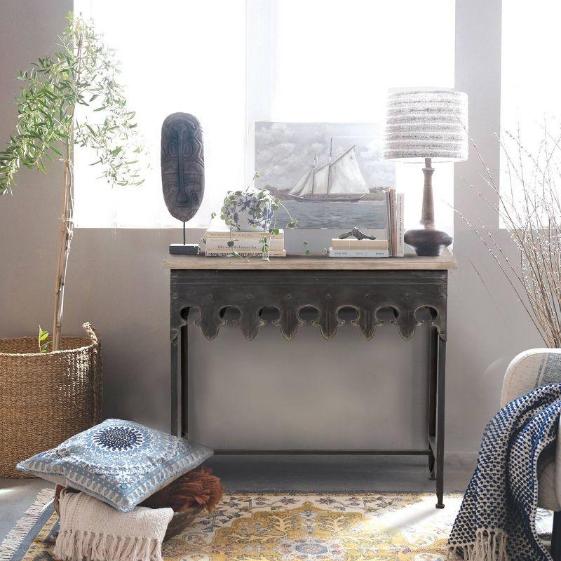Storied Home Rustic Console Table Black: Vintage Iron & Fir Wood, Entryway Hallway Furniture